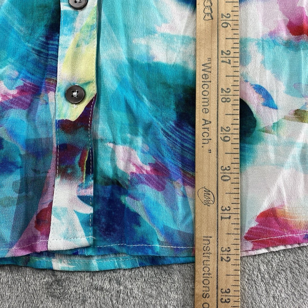 Soft Surroundings Ursa Tunic Large Colorful‎ Rayon Blouse Pleat Details V Neck - Picture 11 of 12